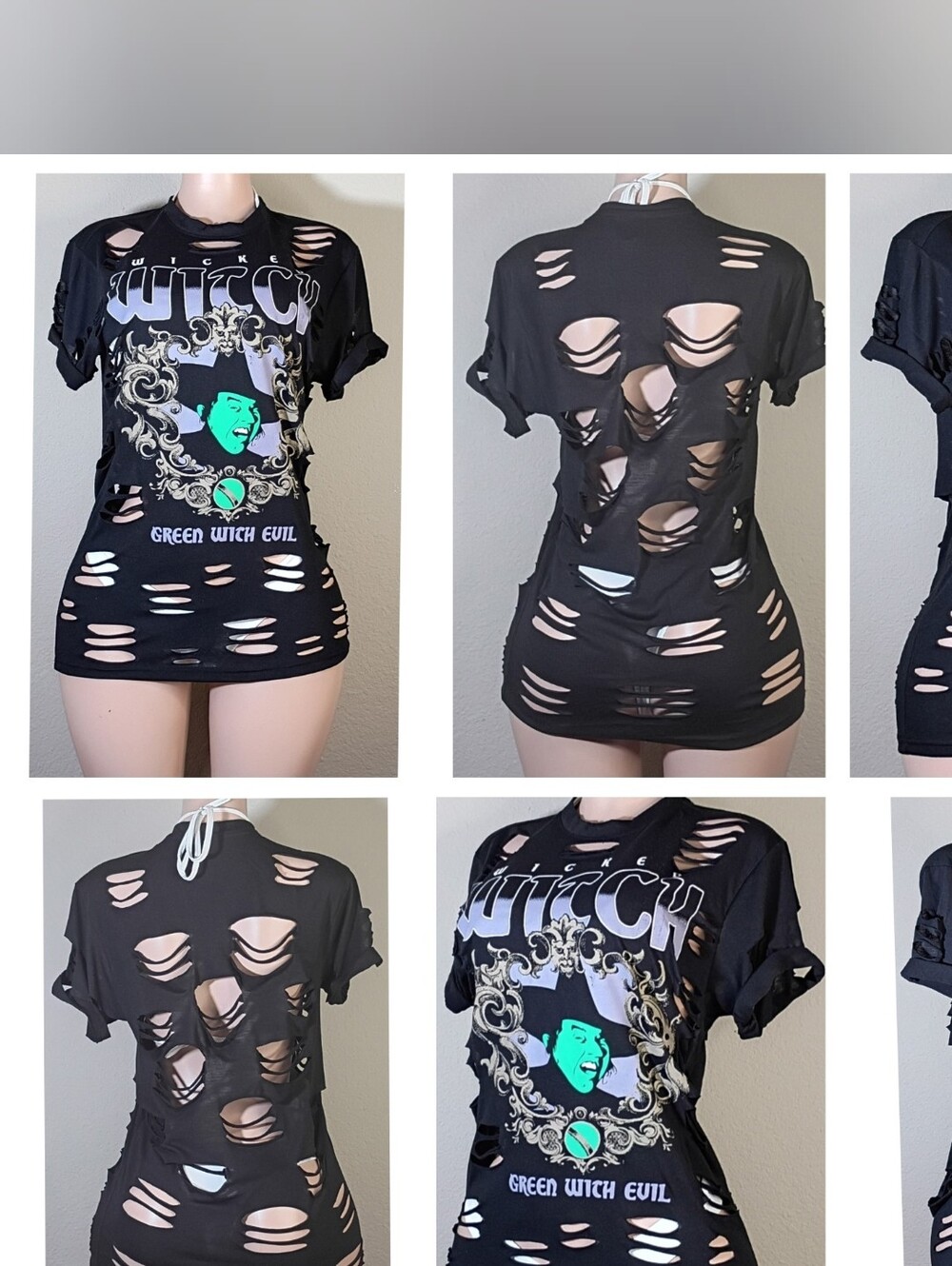 Green Witch Evil Custom Distressed Black Graphic Tee Dress